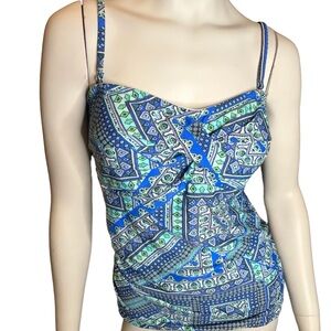 NWT Croft & Barrow Tankini Top Size 14 Blue Green